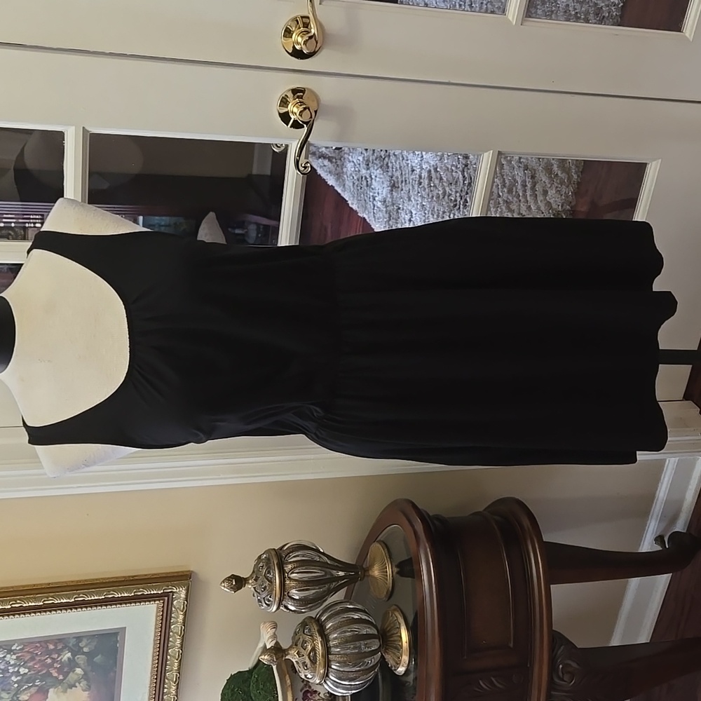 Ann Taylor Classic Black Sleeveless Dress Fitted Stretch Waist 2 Pockets  S NEW